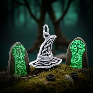 Celtic Knotwork Witch Hat Sterling Silver Pendant